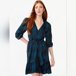 FREE ASSEMBLY Plaid V-Neck Dress (Small)